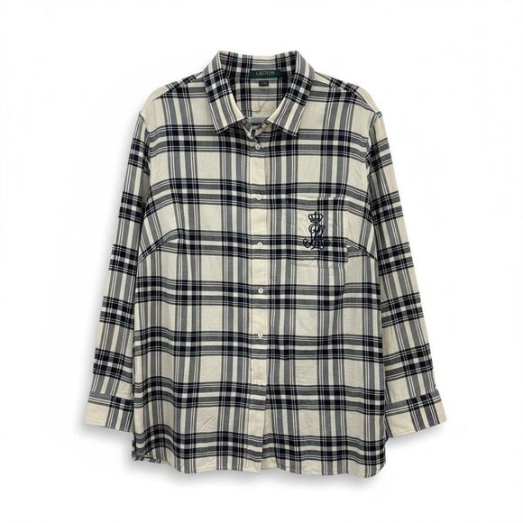 Lauren Ralph Lauren Other - Lauren Ralph Lauren Crest Flannel Button Down Shirt Size Large Blue Plaid
